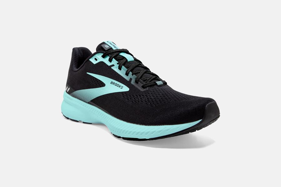 Brooks Running Shoes - Launch 8 Road Womens - Black/Blue - IHT-398761